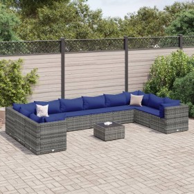 Set de muebles de jardín 11 pzas y cojines ratán sintético gris de , Conjuntos de jardín - Ref: Foro24-3308295, Precio: 771,9...