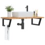 Estante de lavabo de pared de acero y madera maciza de roble de , Tocadores de baño - Ref: Foro24-3302399, Precio: 123,38 €, ...