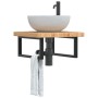 Estante de lavabo de pared de acero y madera maciza de roble de , Tocadores de baño - Ref: Foro24-3302409, Precio: 105,28 €, ...