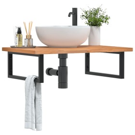 Estante de lavabo de pared de acero y madera maciza de haya de , Tocadores de baño - Ref: Foro24-3302449, Precio: 104,19 €, D...