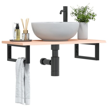 Estante de lavabo de pared de acero y madera maciza de roble de , Tocadores de baño - Ref: Foro24-3302545, Precio: 71,16 €, D...