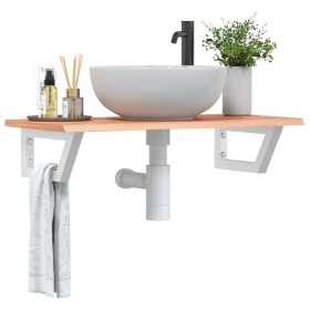 Estante de lavabo de pared de acero y madera maciza de roble de , Tocadores de baño - Ref: Foro24-3302566, Precio: 83,27 €, D...