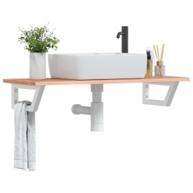 Estante de lavabo de pared de acero y madera maciza de roble de , Tocadores de baño - Ref: Foro24-3302570, Precio: 92,78 €, D...
