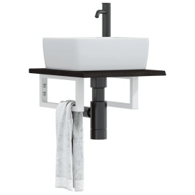 Estante de lavabo de pared de acero y madera maciza de roble de , Tocadores de baño - Ref: Foro24-3302572, Precio: 61,20 €, D...