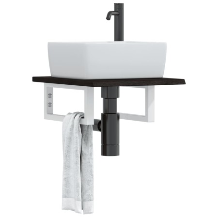 Estante de lavabo de pared de acero y madera maciza de roble de , Tocadores de baño - Ref: Foro24-3302572, Precio: 61,20 €, D...