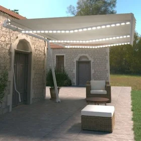 Toldo manual retráctil con LED color crema 600x350 cm de vidaXL, Toldos - Ref: Foro24-3069682, Precio: 864,38 €, Descuento: %