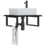 Estante de lavabo de pared de acero y madera maciza de roble de , Tocadores de baño - Ref: Foro24-3302617, Precio: 86,87 €, D...