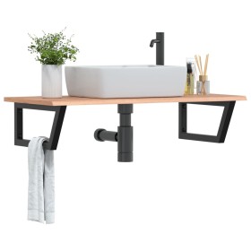 Estante de lavabo de pared de acero y madera maciza de roble de , Tocadores de baño - Ref: Foro24-3302615, Precio: 123,66 €, ...
