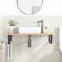 Estante de lavabo de pared de acero y madera maciza de roble de , Tocadores de baño - Ref: Foro24-3302615, Precio: 123,66 €, ...