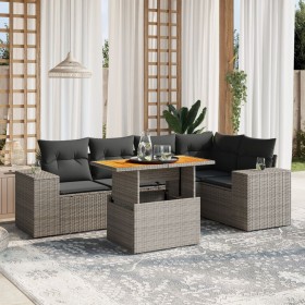 Set de muebles de jardín 6 pzas y cojines ratán sintético gris en Conjuntos de jardín | Comprar online en Foru.es