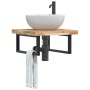 Estante de lavabo de pared acero y madera maciza de acacia de , Tocadores de baño - Ref: Foro24-3302765, Precio: 92,13 €, Des...
