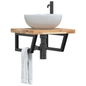 Estante de lavabo de pared acero y madera maciza de acacia de , Tocadores de baño - Ref: Foro24-3302767, Precio: 83,68 €, Des...