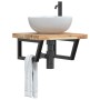 Estante de lavabo de pared acero y madera maciza de acacia de , Tocadores de baño - Ref: Foro24-3302767, Precio: 83,68 €, Des...