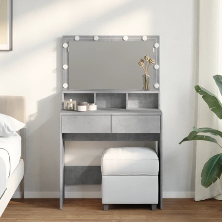 Tocador con luces LED gris hormigón 80x41x134,5 cm de , Tocadores para dormitorios - Ref: Foro24-848188, Precio: 144,50 €, De...