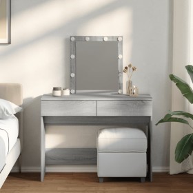 Tocador con luces LED color gris Sonoma 100x40x130 cm de , Tocadores para dormitorios - Ref: Foro24-848197, Precio: 141,90 €,...