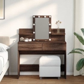 Tocador con LED marrón roble 100x40x130 cm de , Tocadores para dormitorios - Ref: Foro24-848205, Precio: 133,98 €, Descuento: %