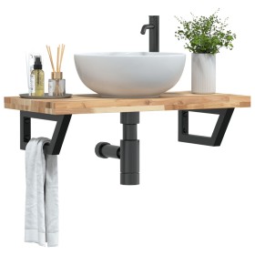 Estante de lavabo de pared acero y madera maciza de acacia de , Tocadores de baño - Ref: Foro24-3302695, Precio: 94,56 €, Des...