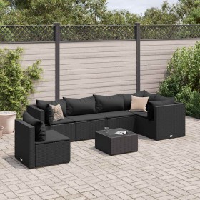 Set de muebles de jardín y cojines 7 pzas ratán sintético negro de , Conjuntos de jardín - Ref: Foro24-3308179, Precio: 590,1...
