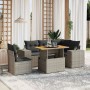 Set de muebles de jardín 6 pzas y cojines ratán sintético gris en Conjuntos de jardín | Comprar online en Foru.es