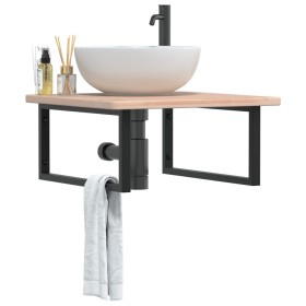 Estante de lavabo de pared de acero y madera maciza de roble de , Tocadores de baño - Ref: Foro24-3302461, Precio: 107,19 €, ...