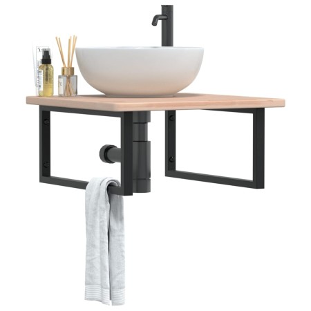 Estante de lavabo de pared de acero y madera maciza de roble de , Tocadores de baño - Ref: Foro24-3302461, Precio: 107,19 €, ...