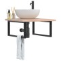 Estante de lavabo de pared de acero y madera maciza de roble de , Tocadores de baño - Ref: Foro24-3302461, Precio: 107,19 €, ...