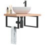 Estante de lavabo de pared de acero y madera maciza de haya de , Tocadores de baño - Ref: Foro24-3302505, Precio: 105,97 €, D...