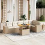 Set sofás de jardín 7 piezas y cojines ratán sintético beige en Conjuntos de jardín | Comprar online en Foru.es
