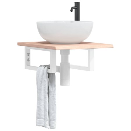 Estante de lavabo de pared de acero y madera maciza de roble de , Tocadores de baño - Ref: Foro24-3302532, Precio: 62,18 €, D...