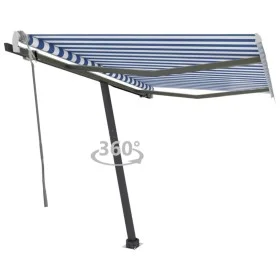 Toldo de pie retráctil manual azul y marrón 350x250 cm de vidaXL, Toldos - Ref: Foro24-3069716, Precio: 359,43 €, Descuento: %