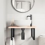 Estante de lavabo de pared de acero y madera maciza de roble de , Tocadores de baño - Ref: Foro24-3302629, Precio: 85,55 €, D...