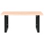 Estante de lavabo de pared de acero y madera maciza de roble de , Tocadores de baño - Ref: Foro24-3302629, Precio: 85,55 €, D...