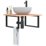 Estante de lavabo de pared de acero y madera maciza de roble de , Tocadores de baño - Ref: Foro24-3302641, Precio: 89,23 €, D...