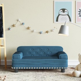 Sofá para niños de terciopelo azul 70x45x30 cm de , Mobiliario para bebés y niños pequeños - Ref: Foro24-3196293, Precio: 88,...