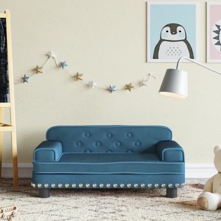 Sofá para niños de terciopelo azul 70x45x30 cm de , Mobiliario para bebés y niños pequeños - Ref: Foro24-3196293, Precio: 88,...