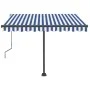 Toldo de pie retráctil manual azul y marrón 350x250 cm de vidaXL, Toldos - Ref: Foro24-3069716, Precio: 359,43 €, Descuento: %