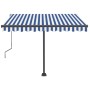 Toldo de pie retráctil manual azul y marrón 350x250 cm de vidaXL, Toldos - Ref: Foro24-3069716, Precio: 341,38 €, Descuento: %