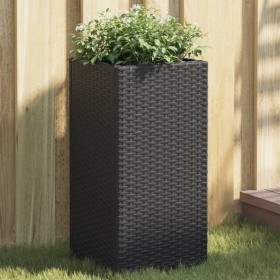 Jardinera de ratán sintético negra 30x30x60 cm de , Maceteros y jardineras - Ref: Foro24-366410, Precio: 57,25 €, Descuento: %