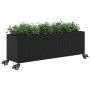 Jardinera con ruedas y 3 maceteros ratán PE negro 107x32x38 cm de , Maceteros y jardineras - Ref: Foro24-366419, Precio: 70,9...