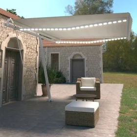 Toldo automático con LED y sensor de viento crema 450x350 cm de vidaXL, Toldos - Ref: Foro24-3069652, Precio: 778,39 €, Descu...