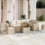 Set sofás de jardín 7 piezas y cojines ratán sintético beige en Conjuntos de jardín | Comprar online en Foru.es