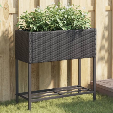 Jardineras con estante 2 uds ratán sintético negro 70x28x70 cm de , Maceteros y jardineras - Ref: Foro24-3210510, Precio: 115...