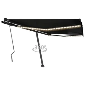 Toldo manual retráctil con LED gris antracita 400x350 cm de vidaXL, Toldos - Ref: Foro24-3069824, Precio: 536,26 €, Descuento: %