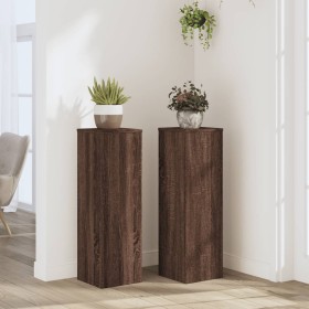 Soportes de plantas 2 uds madera marrón roble 25x25x80 cm de , Soportes para macetas - Ref: Foro24-852948, Precio: 54,83 €, D...