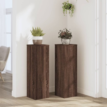 Soportes de plantas 2 uds madera marrón roble 25x25x80 cm de , Soportes para macetas - Ref: Foro24-852948, Precio: 54,83 €, D...