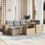 Set sofás de jardín 7 piezas y cojines ratán sintético beige en Conjuntos de jardín | Comprar online en Foru.es