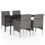 Juego de comedor para jardín 5 piezas con cojines gris y negro de , Conjuntos de jardín - Ref: Foro24-3099313, Precio: 338,04...