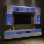 Mueble de pared de TV con luces LED 8 piezas blanco de , Muebles TV - Ref: Foro24-3216764, Precio: 349,85 €, Descuento: %
