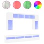 Mueble de pared de TV con luces LED 8 piezas blanco de , Muebles TV - Ref: Foro24-3216764, Precio: 349,85 €, Descuento: %