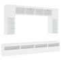 Mueble de pared de TV con luces LED 8 piezas blanco de , Muebles TV - Ref: Foro24-3216764, Precio: 349,85 €, Descuento: %